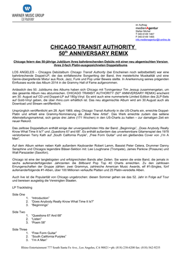 CHICAGO TRANSIT AUTHORITY 50 Th ANNIVERSARY REMIX
