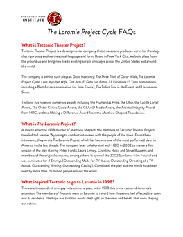 The Laramie Project Cycle Faqs