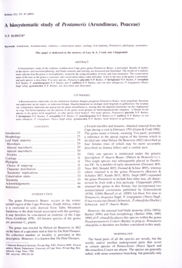 A Biosystematic Study of Pentameris (Arundineae, Poaceae)