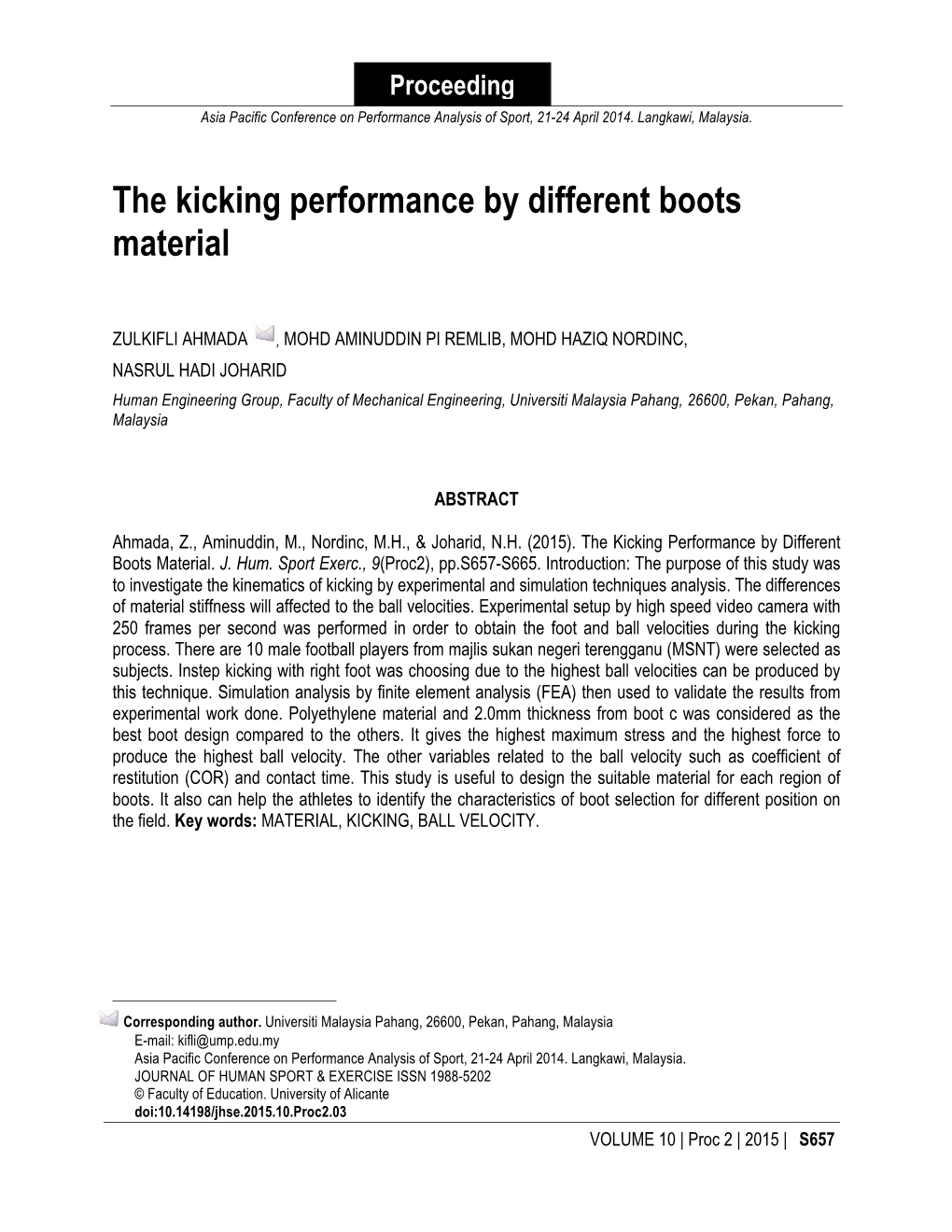 The Kicking Performance by Different Boots Material