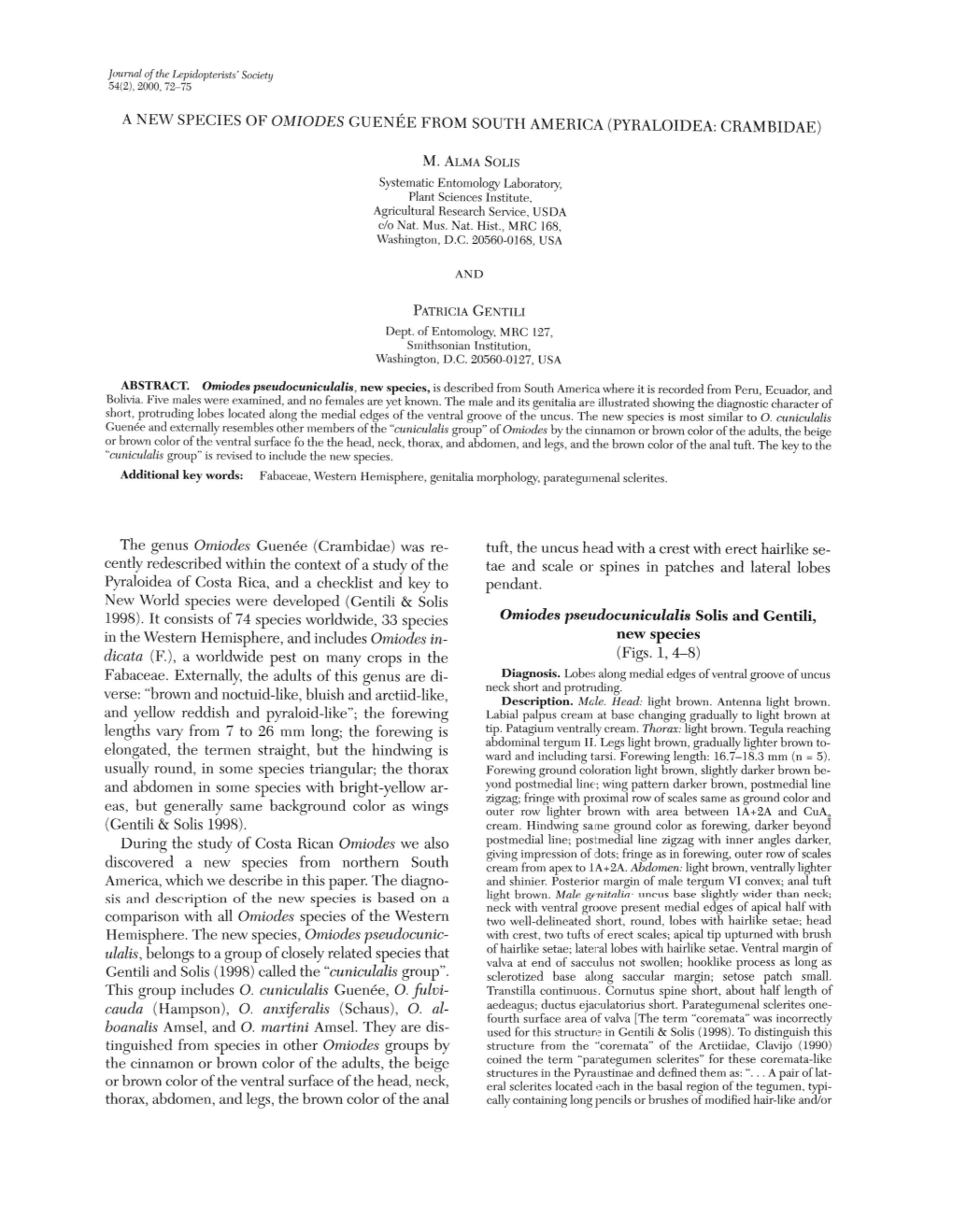 Omiodes Pseudocuniculalis Solis and Gentili, in the Western Hemisphere, and Includes Omiodes In­ New Species Dicata (F