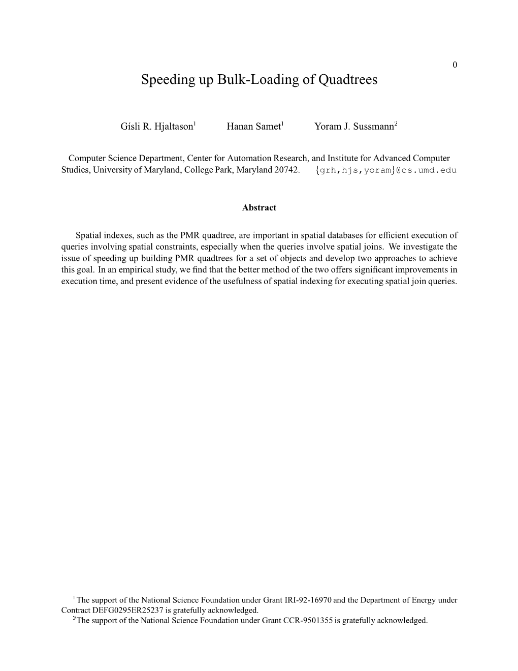 Speeding up Bulk-Loading of Quadtrees