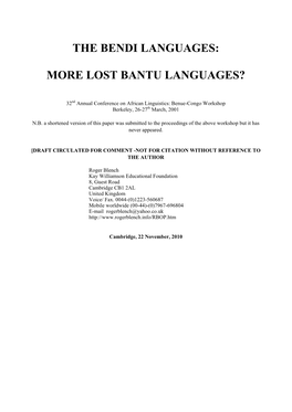 The Bendi Languages