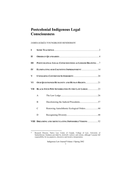 Postcolonial Indigenous Legal Consciousness