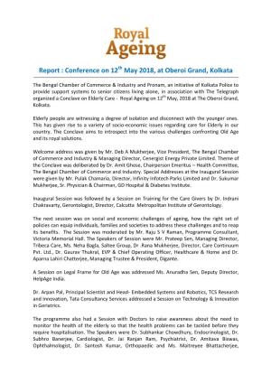 Report : Conference on 12Th May 2018, at Oberoi Grand, Kolkata