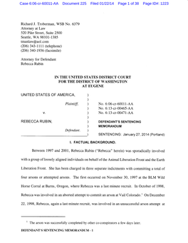 DEFENDANT's SENTENCING MEMORANDUM - 1 Case 6:06-Cr-60011-AA Document 225 Filed 01/22/14 Page 2 of 38 Page ID#: 1224