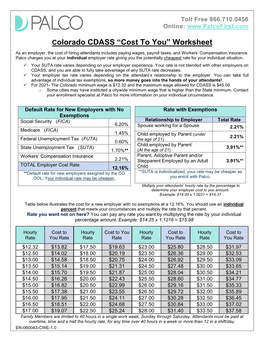 Colorado CDASS “Cost to You” Worksheet