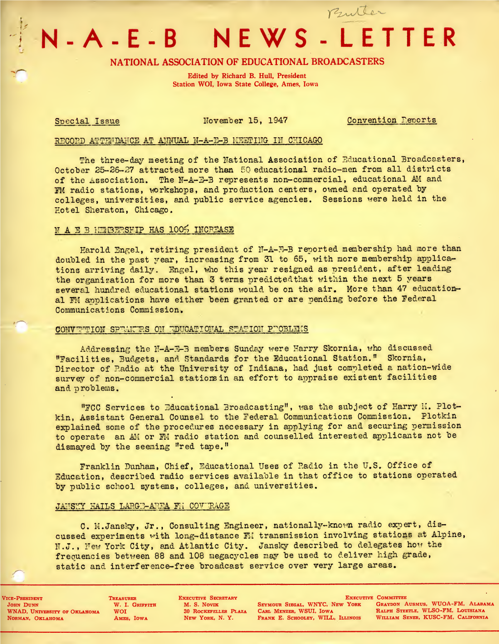 NAEB Newsletter (November 15, 1947)