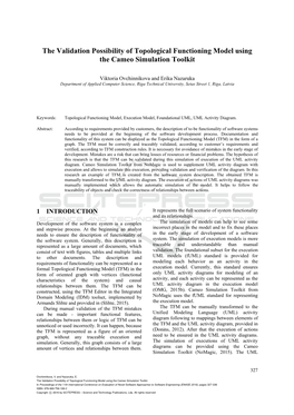 The Validation Possibility of Topological Functioning Model Using the Cameo Simulation Toolkit