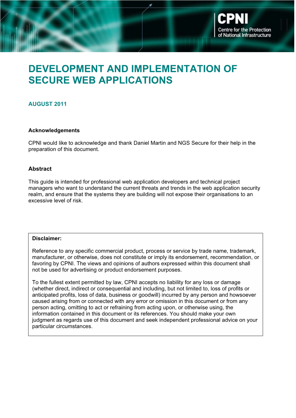 Development and Implementation of Secure Web Applications