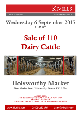 Sale of 110 Dairy Cattle