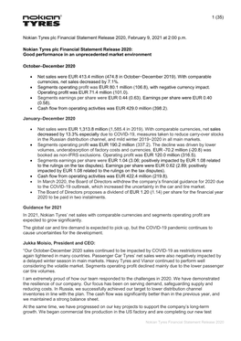 1 (35) Nokian Tyres Plc Financial Statement Release 2020, February