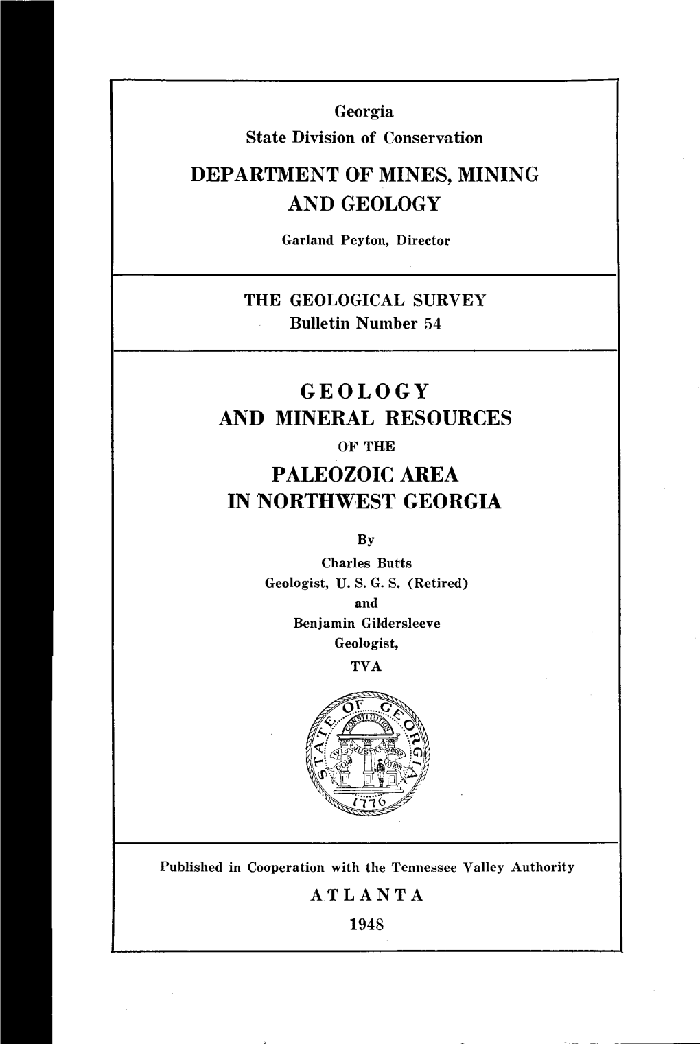 B-54 Geology and Mineral Resources of the Paleozoic Area in Northwest