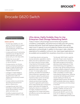 Brocade G620 Switch Datasheet