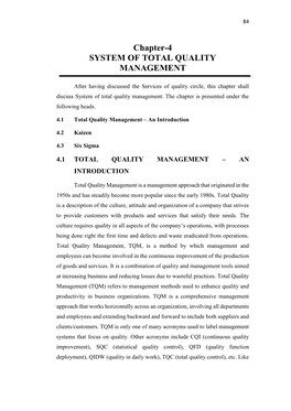 Chapter-4 SYSTEM of TOTAL QUALITY MANAGEMENT
