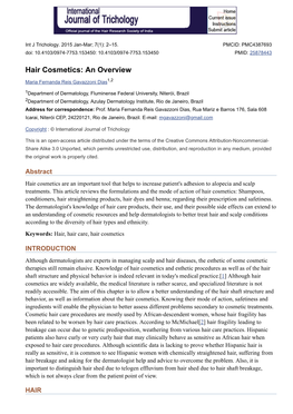 Hair Cosmetics: an Overview