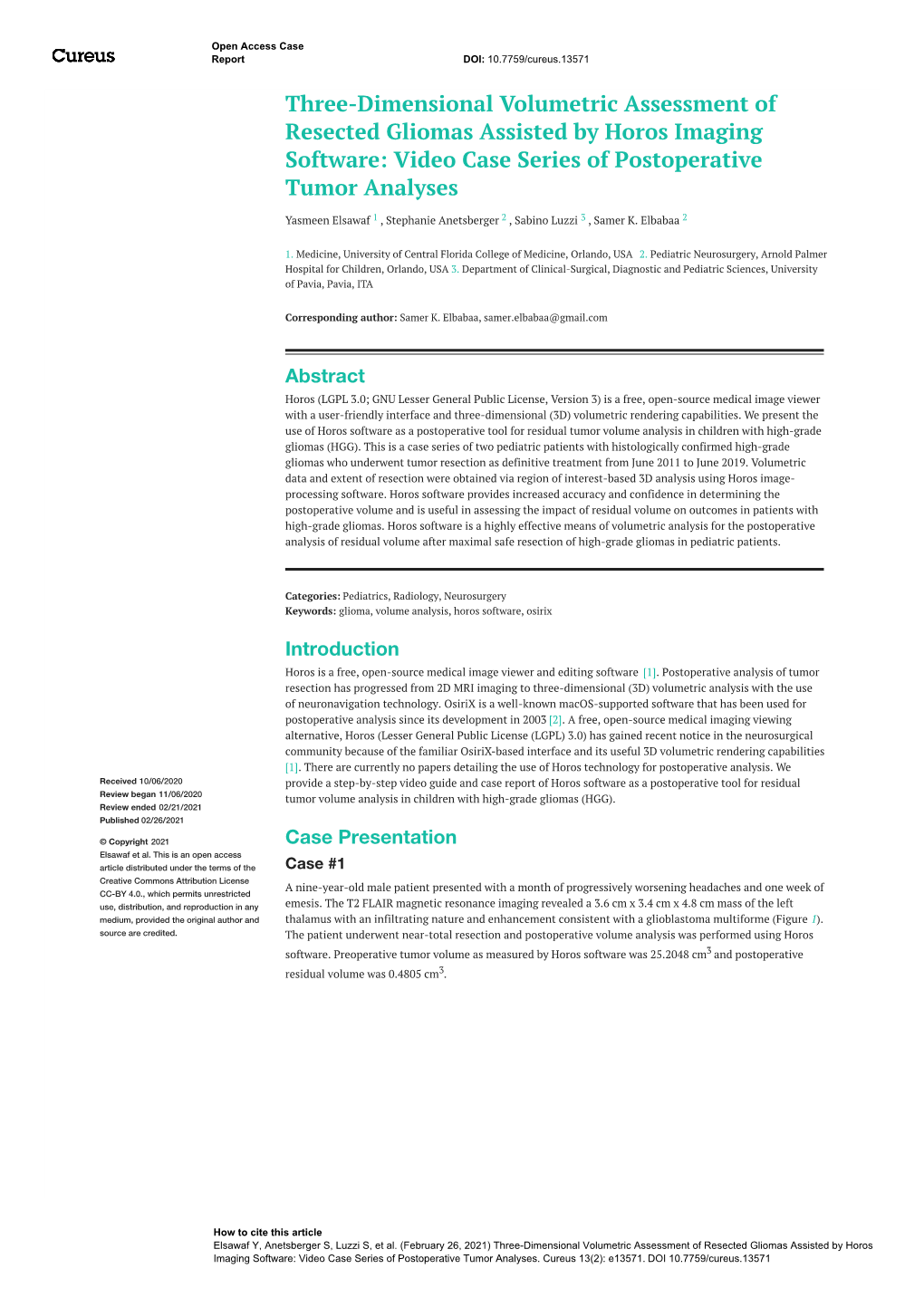 Video Case Series of Postoperative Tumor Analyses