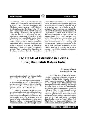 The Trends of Education in Odisha During the British Rule in India