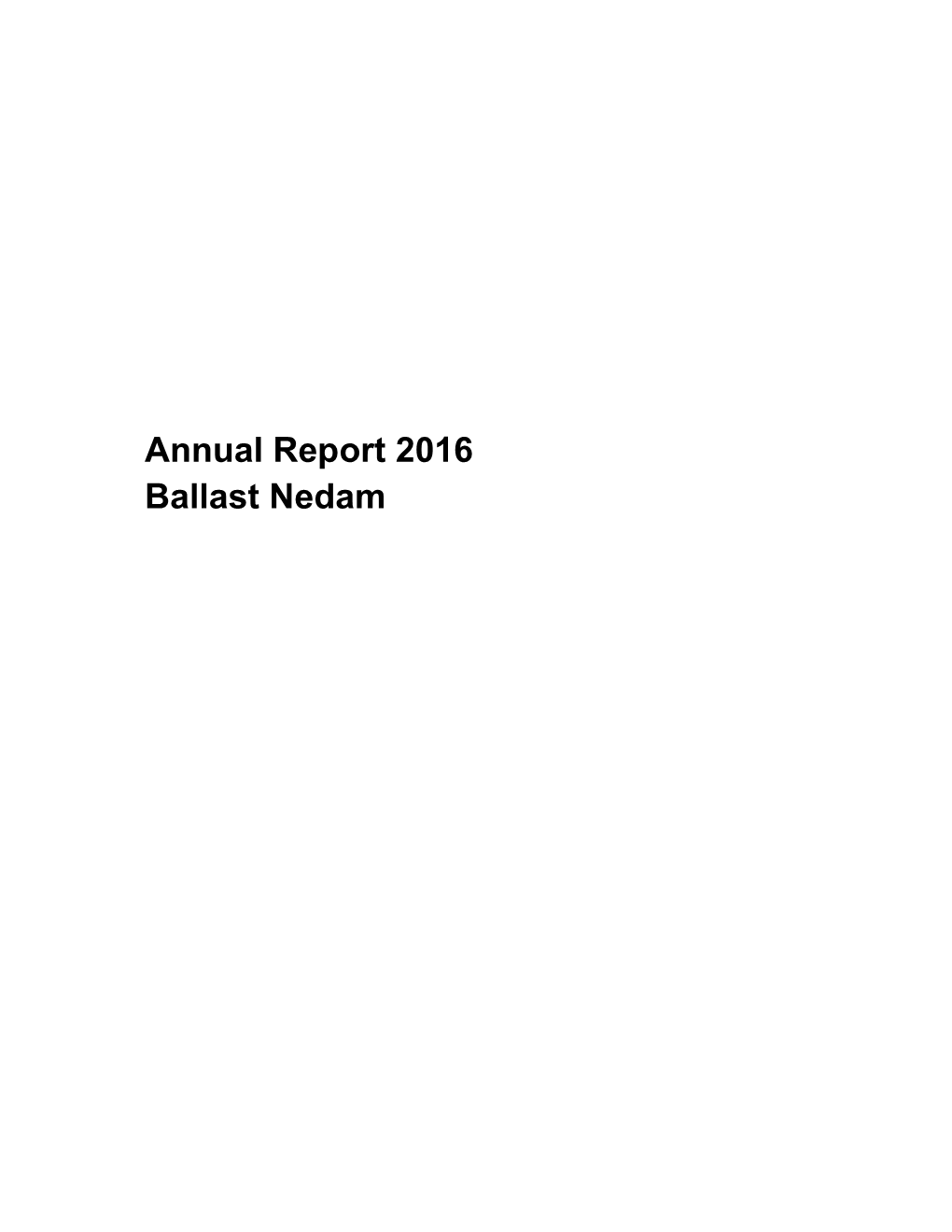 Annual Report 2016 Ballast Nedam