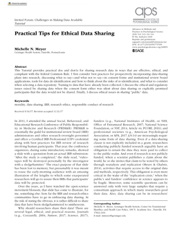 Practical Tips for Ethical Data Sharing 747656Research-Article2018