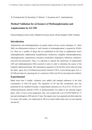 Method Validation for D,L-Isomers of Methamphetamine and Amphetamine by GC/MS