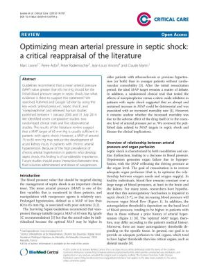 Optimizing Mean Arterial Pressure in Septic Shock