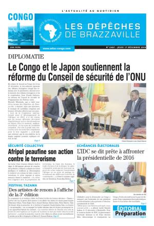 Le Congo Et Le Japon Soutiennent La Réforme Du Conseil De Sécurité De L