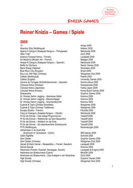 Reiner Knizia – Games / Spiele