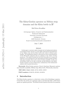 The Klein-Gordon Operator on M\" Obius Strip Domains and the Klein