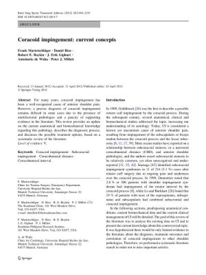 Coracoid Impingement: Current Concepts