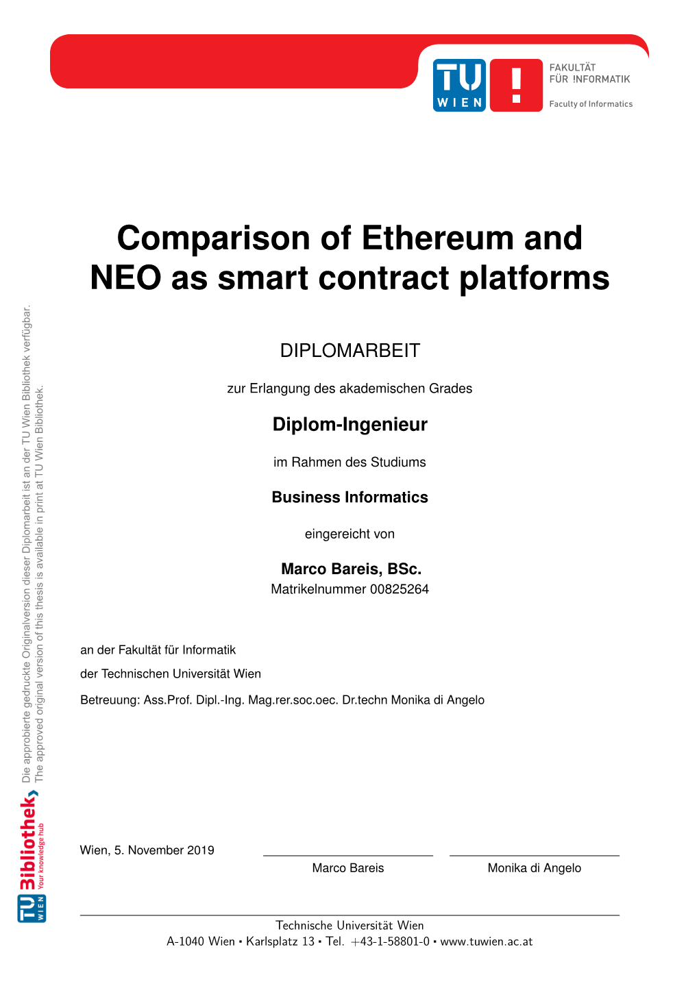 Comparison of Ethereum and NEO As Smart Contract Platforms