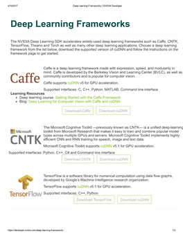 Deep Learning Frameworks | NVIDIA Developer