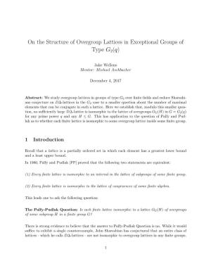 On the Structure of Overgroup Lattices in Exceptional Groups of Type G2(Q)