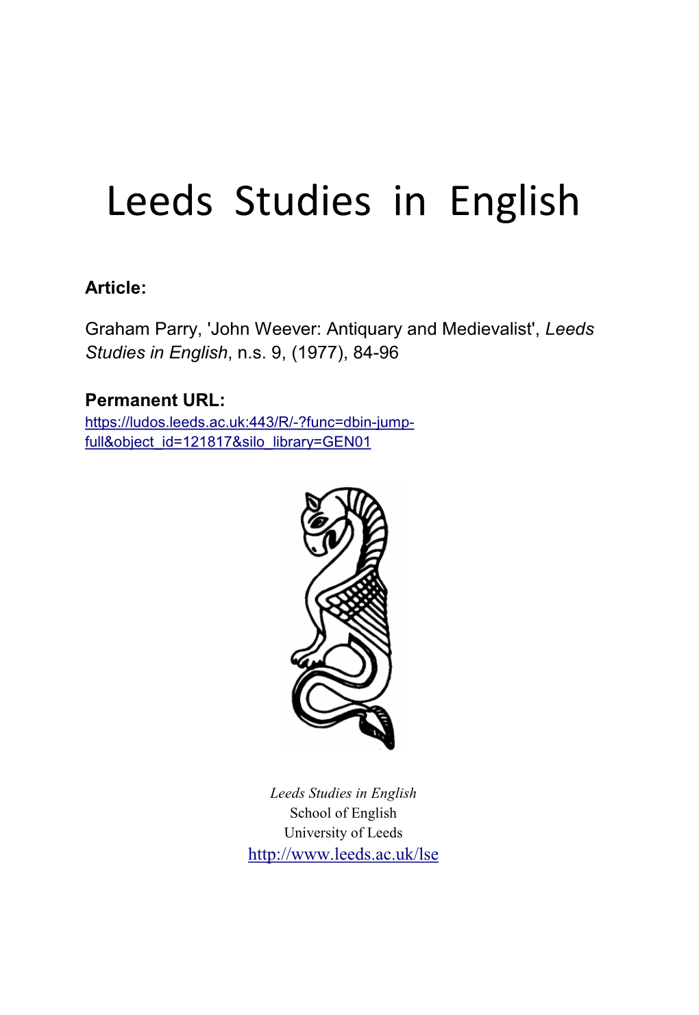 Leeds Studies in English