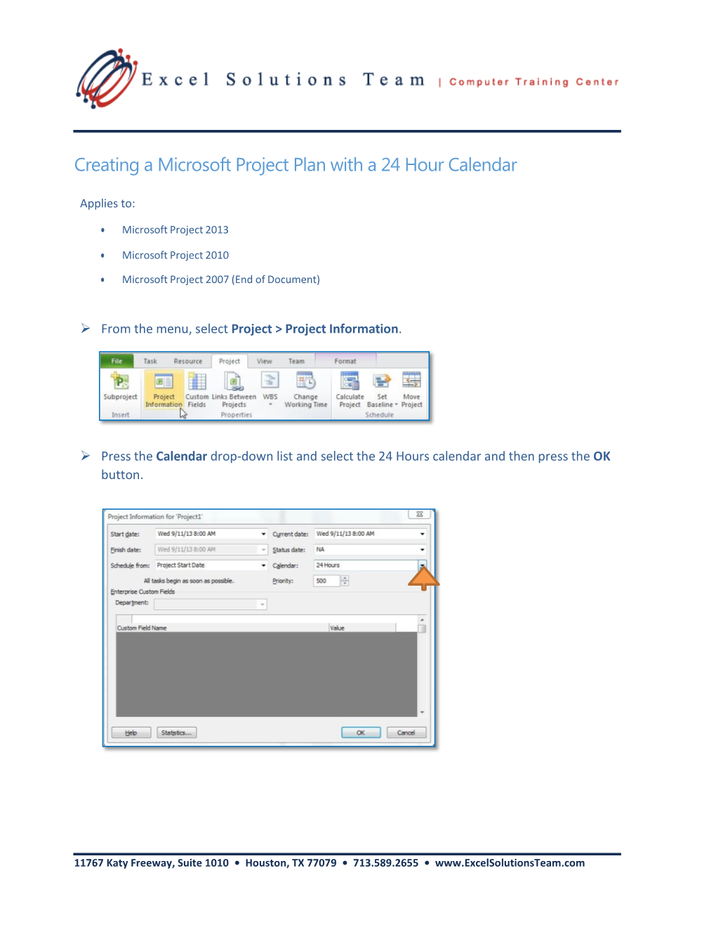 Creating a Microsoft Project Plan with a 24 Hour Calendar DocsLib