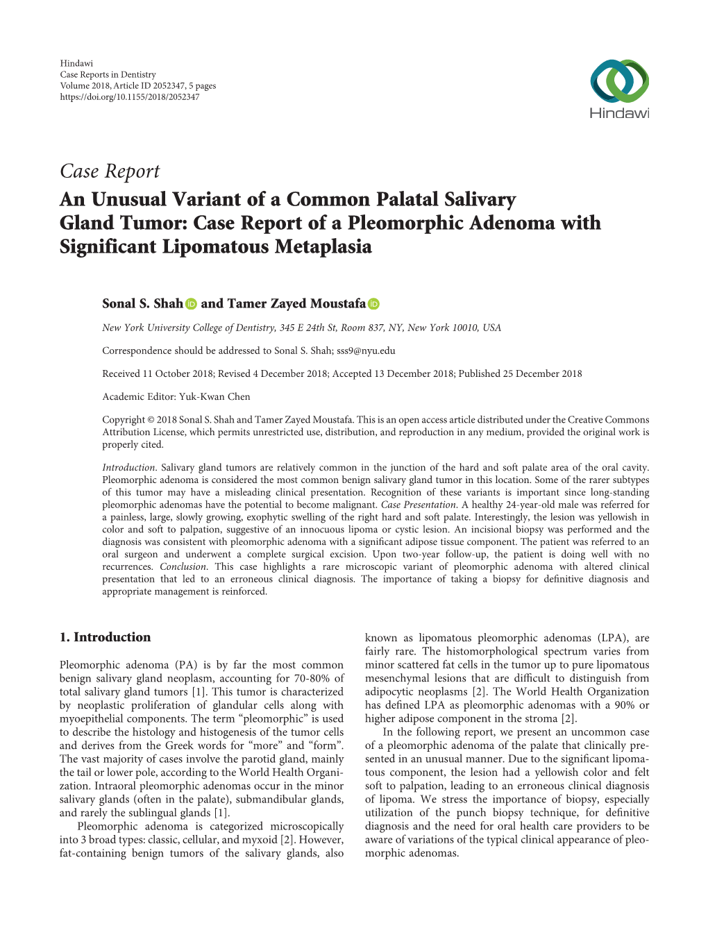 An Unusual Variant of a Common Palatal Salivary Gland Tumor: Case Report of a Pleomorphic Adenoma with Significant Lipomatous Metaplasia