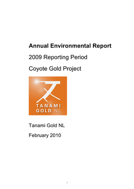 Annual Environmental Report 2009 Reporting Period