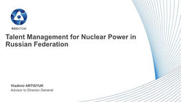 Talent Management for Nuclear Power in Russian Federation