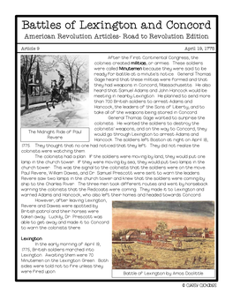 Battles of Lexington and Concord American Revolution Articles- Road to Revolution Edition
