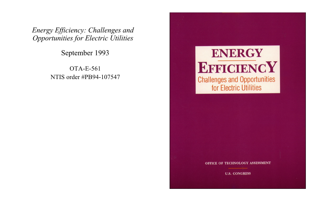 Energy Efficiency: Challenges and Opportunities for Electric Utilities