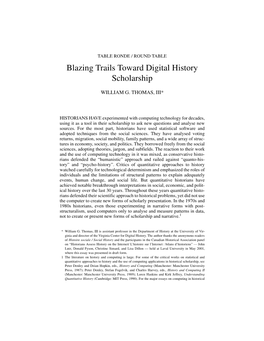 Blazing Trails Toward Digital History Scholarship