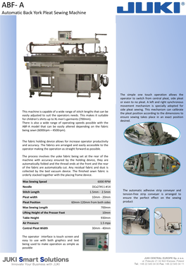 ABF- a Automatic Back York Pleat Sewing Machine