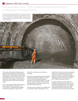 The Ceneri Base Tunnel: DYWIT Supplies Ground Support Products for Switzerland’S Third Largest Tunnel