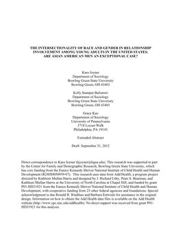 The Intersectionality of Race and Gender in Relationship Involvement Among Young Adults in the United States: Are Asian American Men an Exceptional Case?