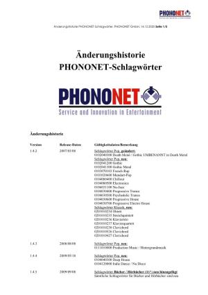 Änderungshistorie PHONONET-Schlagwörter, PHONONET Gmbh, 14.12.2020 Seite 1/5