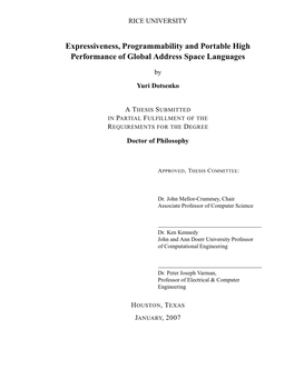 Expressiveness, Programmability and Portable High Performance of Global Address Space Languages