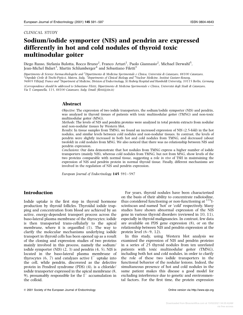 And Pendrin Are Expressed Differently in Hot and Cold Nodules of Thyroid