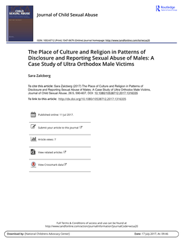 The Place of Culture and Religion in Patterns of Disclosure and Reporting Sexual Abuse of Males: a Case Study of Ultra Orthodox Male Victims