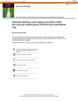 National Identity, Social Legacy and Qatar 2022: the Cultural Ramifications of FIFA’S First Arab World Cup