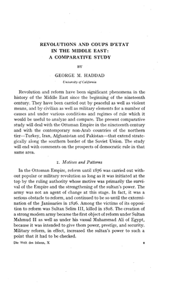 Revolutions and Coups D'etat in the Middle East: a Comparative Study